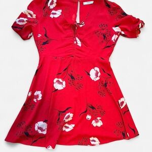 MANGO Red Floral Dress